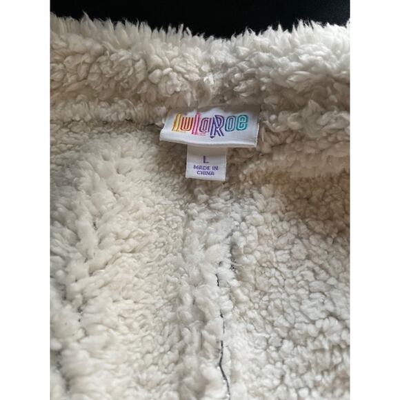 LuLaRoe Gray Faux Suede Sherpa Vest LARGE Festival Boho Western Cottage Country - Picture 2 of 6